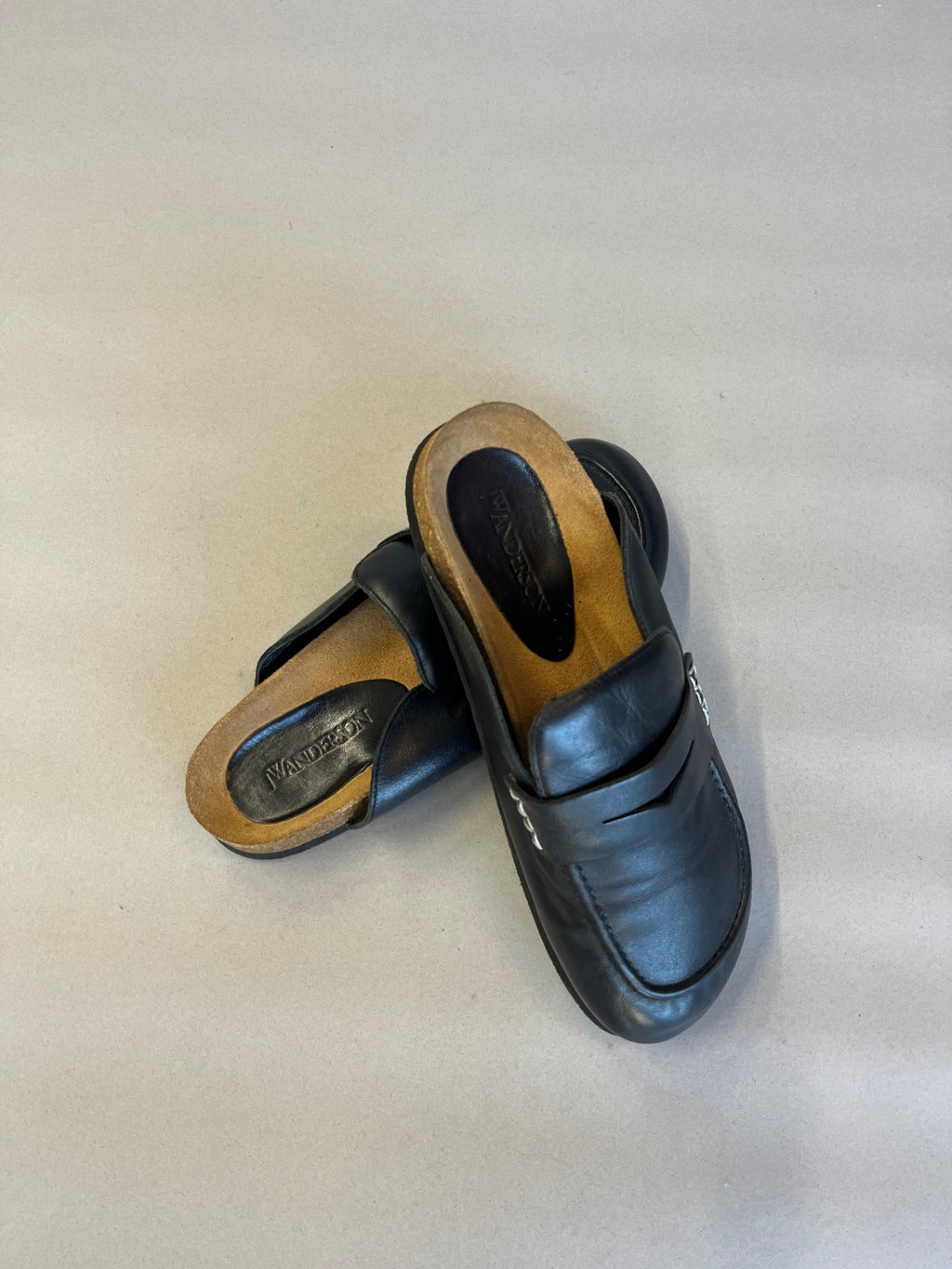 JW Anderson Stitch Leather Loafer Mule