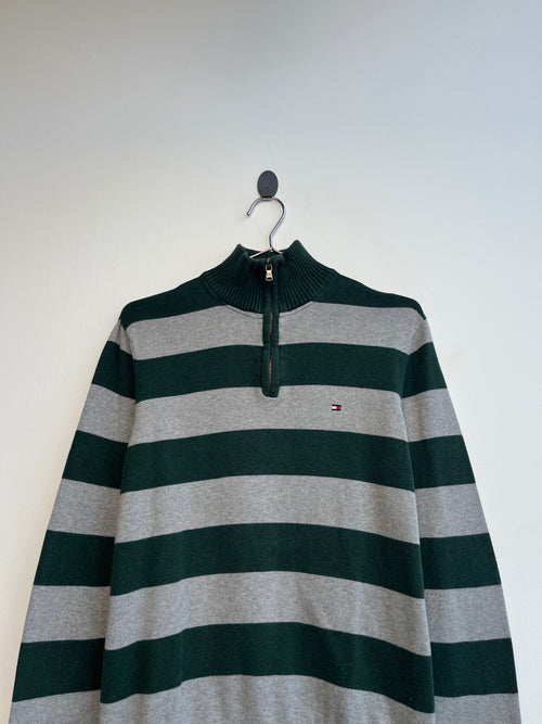 Tommy Hilfiger Green Striped Quarter Zip