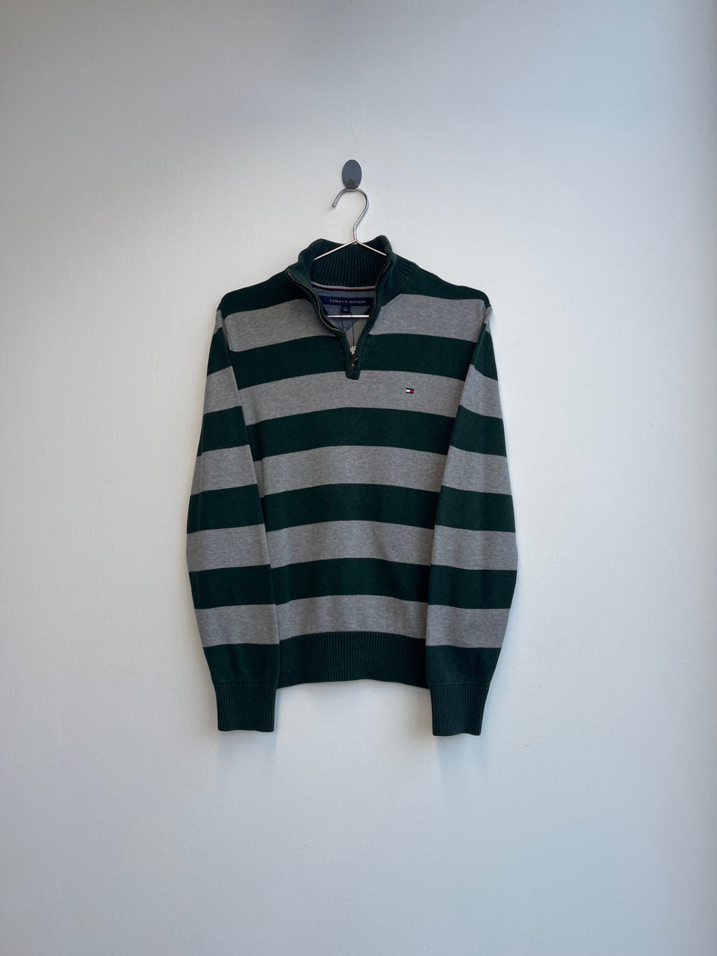 Tommy Hilfiger Green Striped Quarter Zip