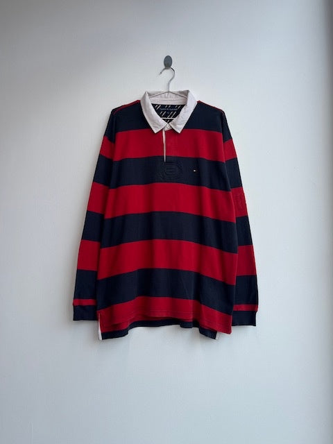 Tommy Hilfiger Red and Navy Rugby Shirt