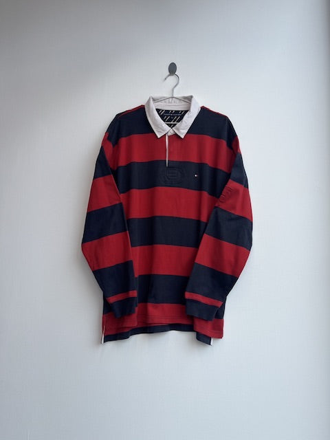 Tommy Hilfiger Red and Navy Rugby Shirt