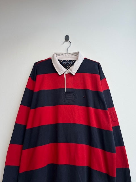 Tommy Hilfiger Red and Navy Rugby Shirt