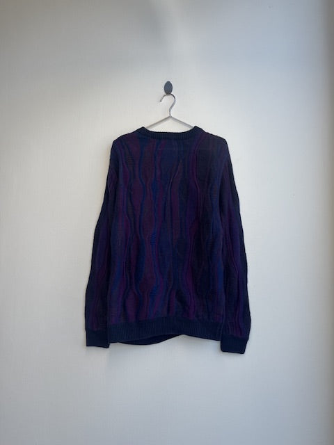 Purple Patterned Knit Sweater