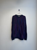 Purple Patterned Knit Sweater