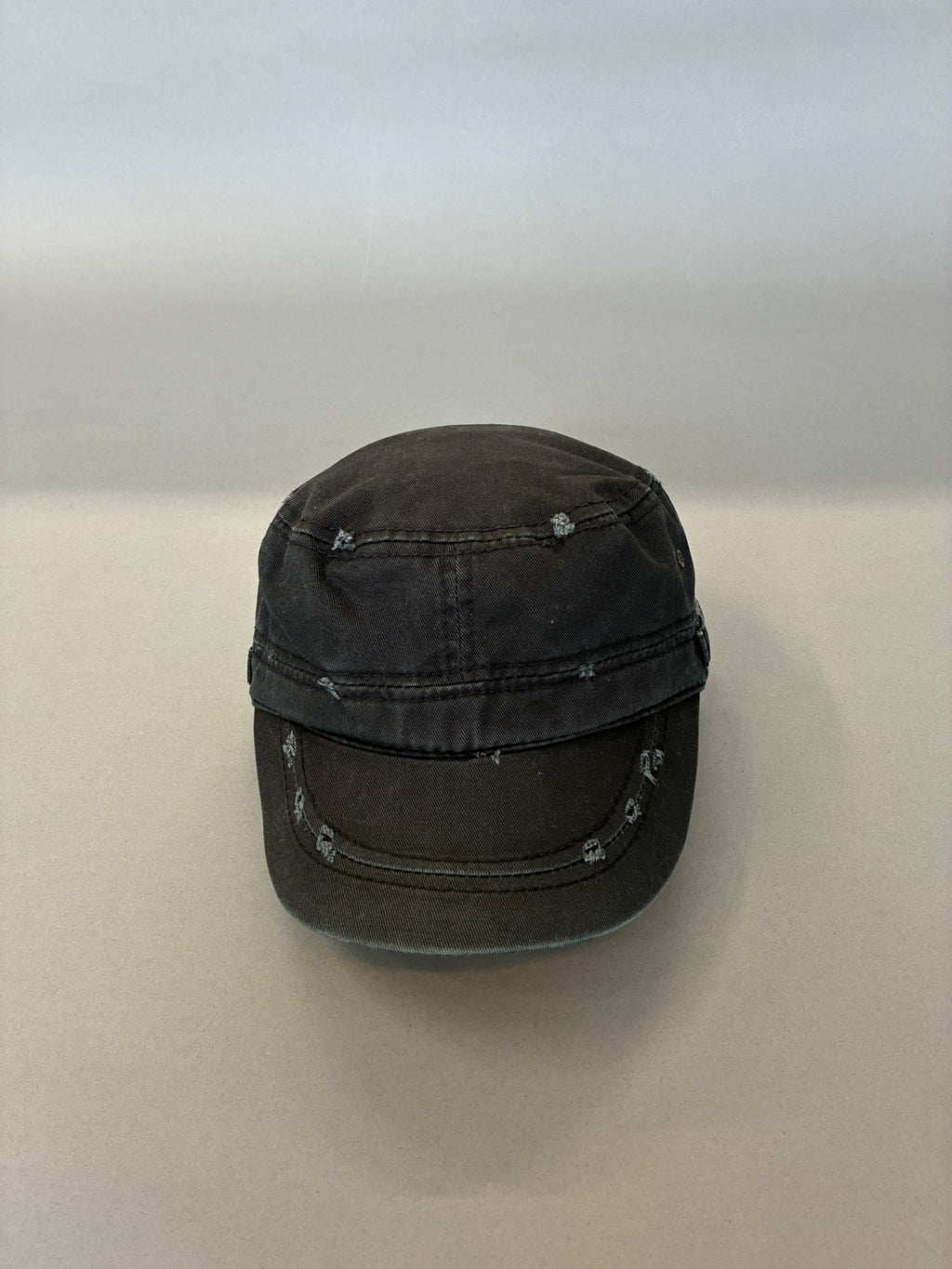 Black Distressed Cadet Cap