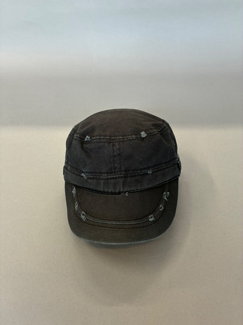 Black Distressed Cadet Cap