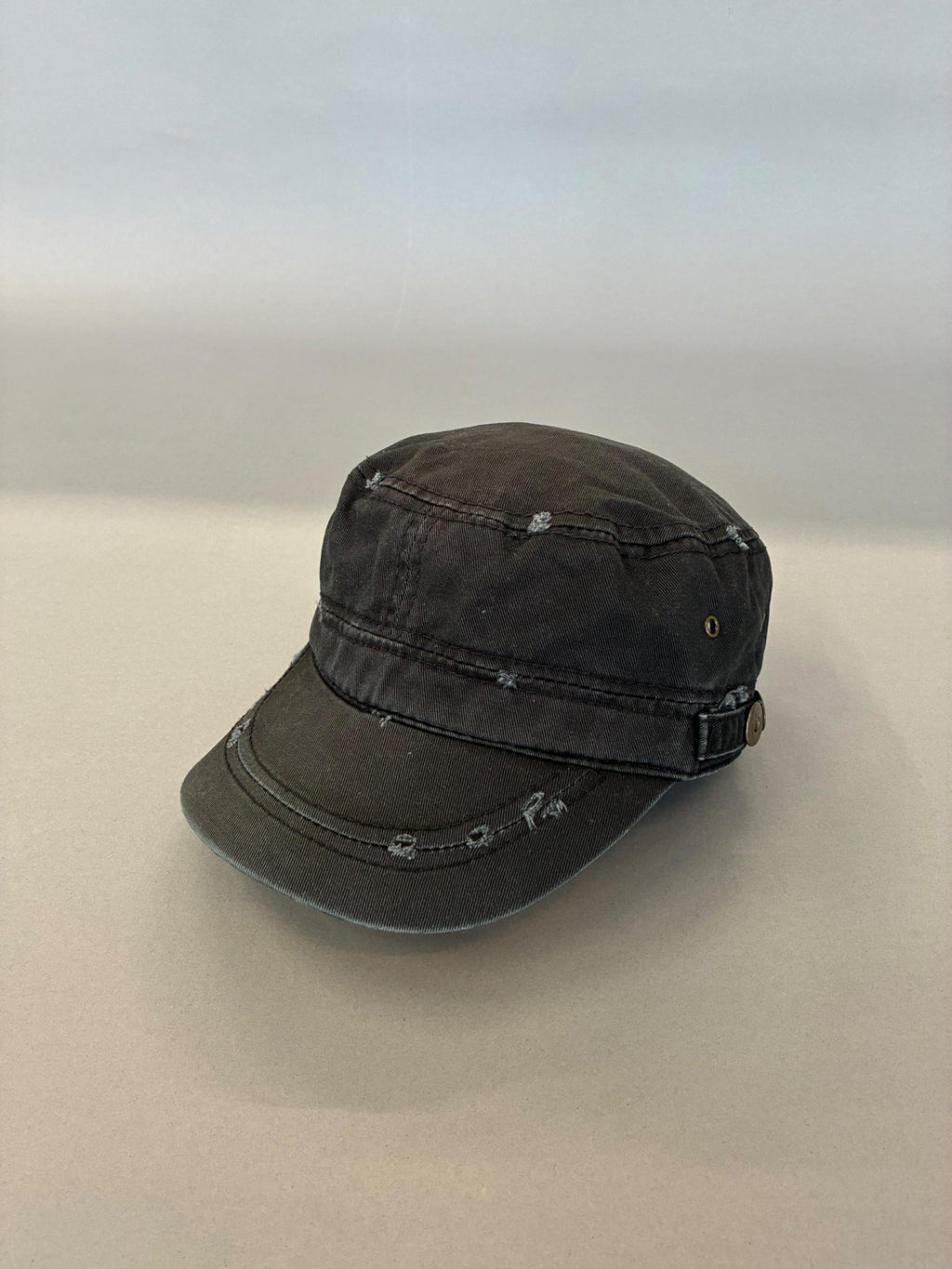 Black Distressed Cadet Cap