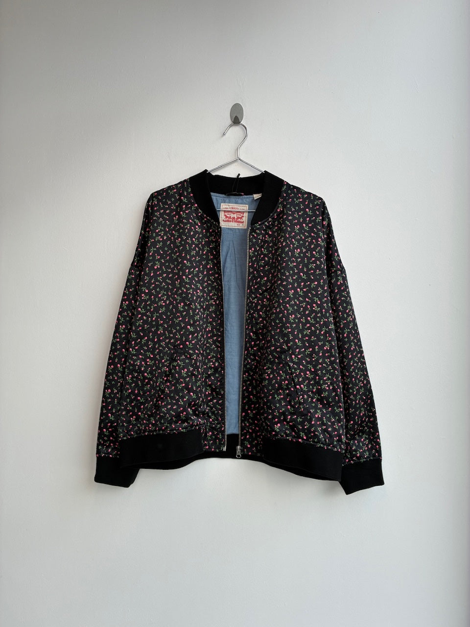Levi Strauss Black Floral Bomber Jacket