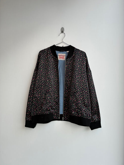 Levi Strauss Black Floral Bomber Jacket