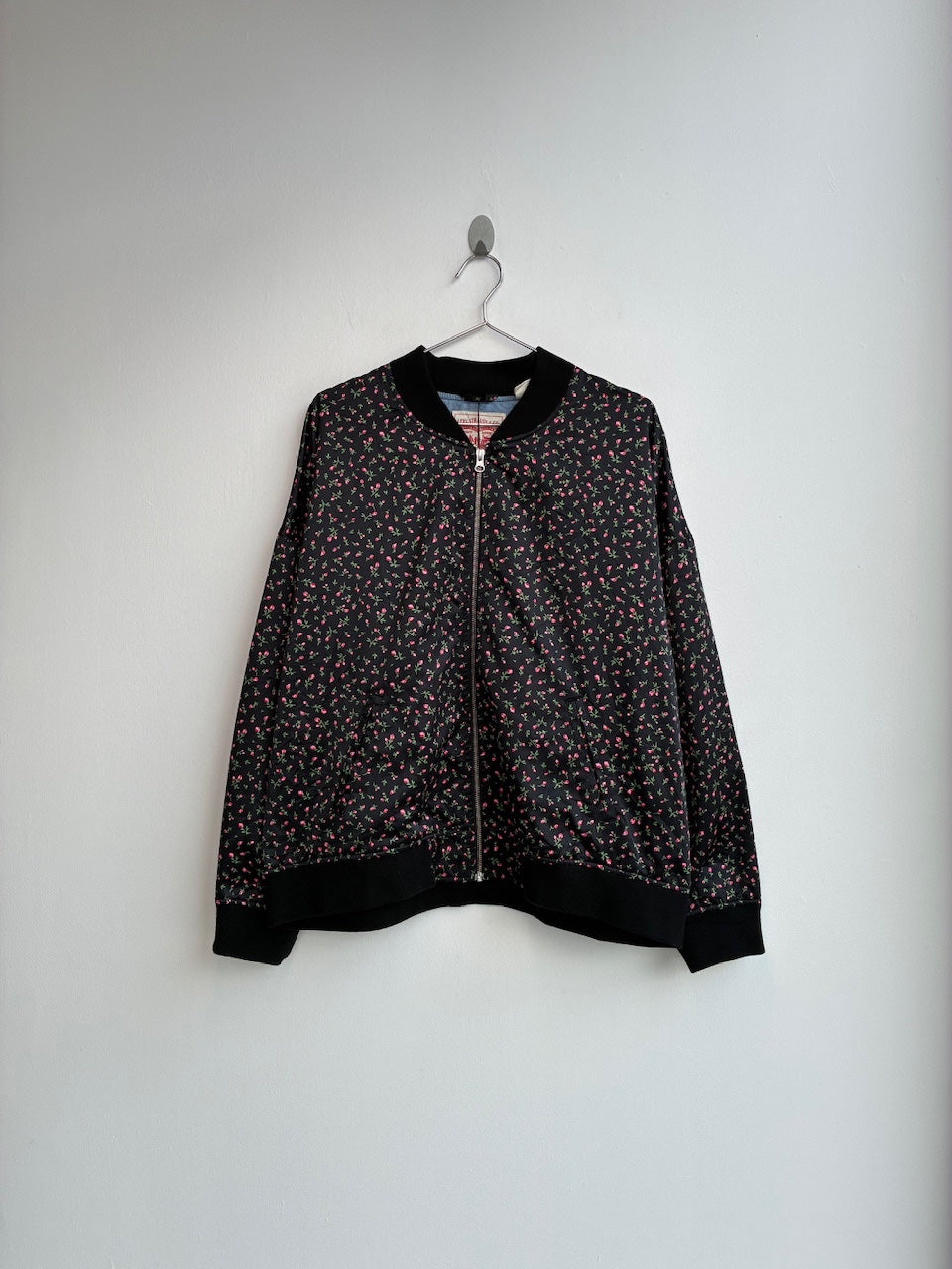 Levi Strauss Black Floral Bomber Jacket