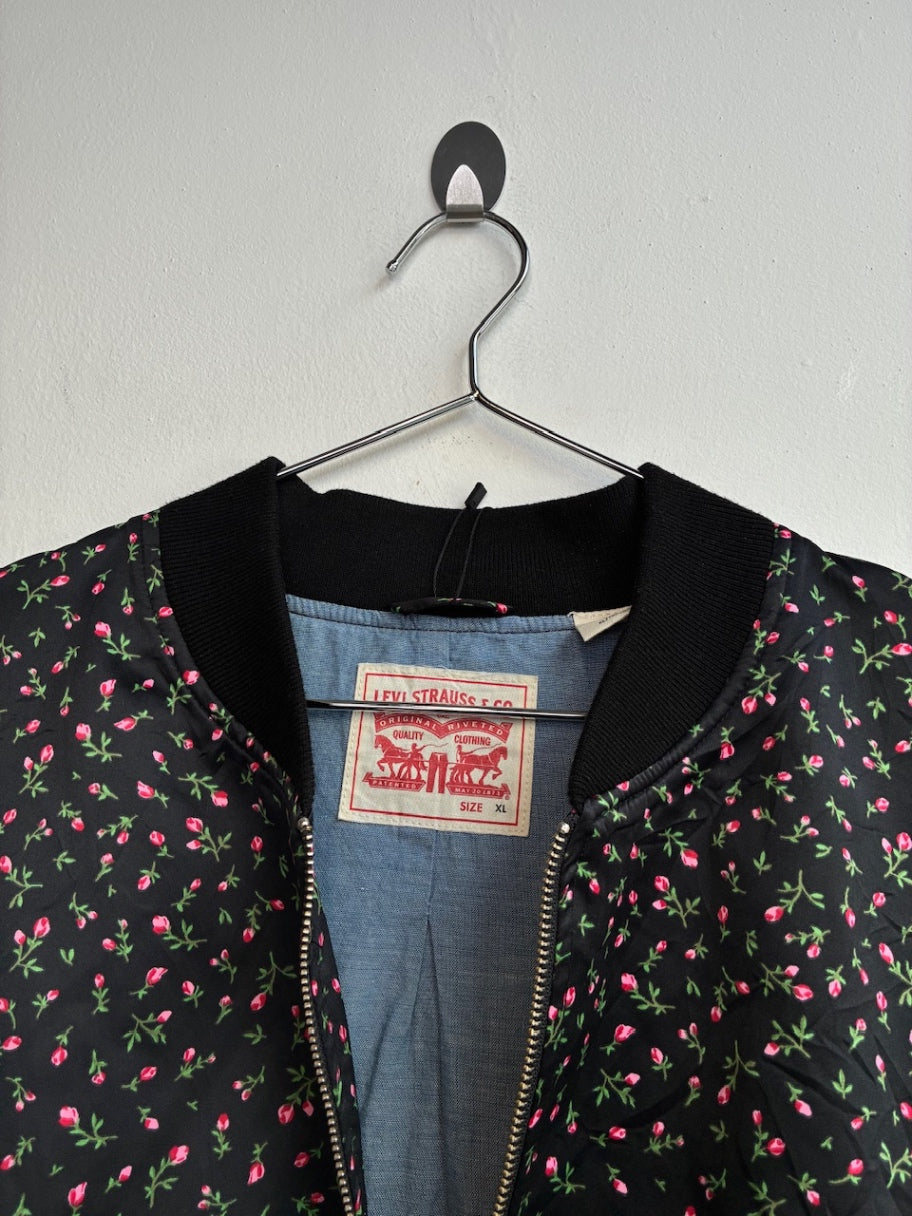 Levi Strauss Black Floral Bomber Jacket