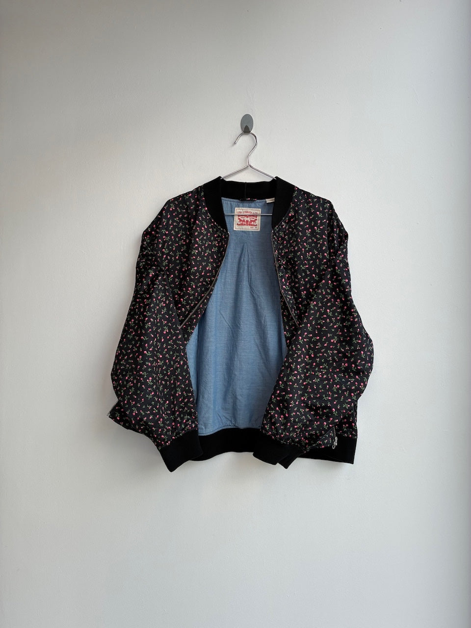 Levi Strauss Black Floral Bomber Jacket