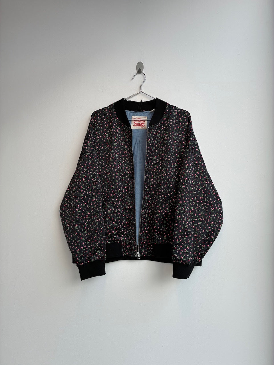 Levi Strauss Black Floral Bomber Jacket
