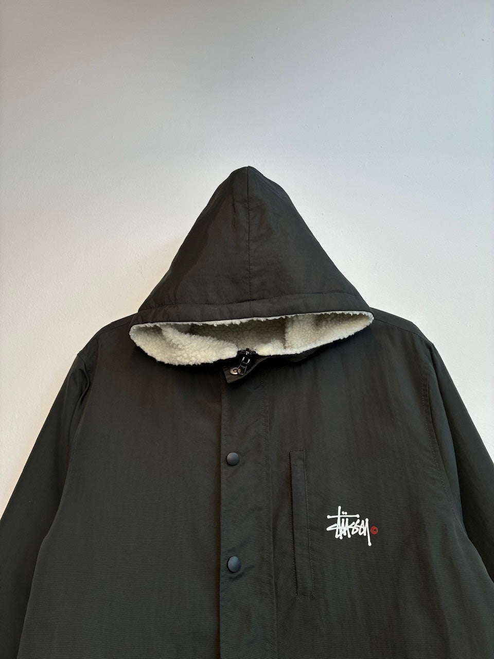 Stussy Black Sherpa Reversible Jacket