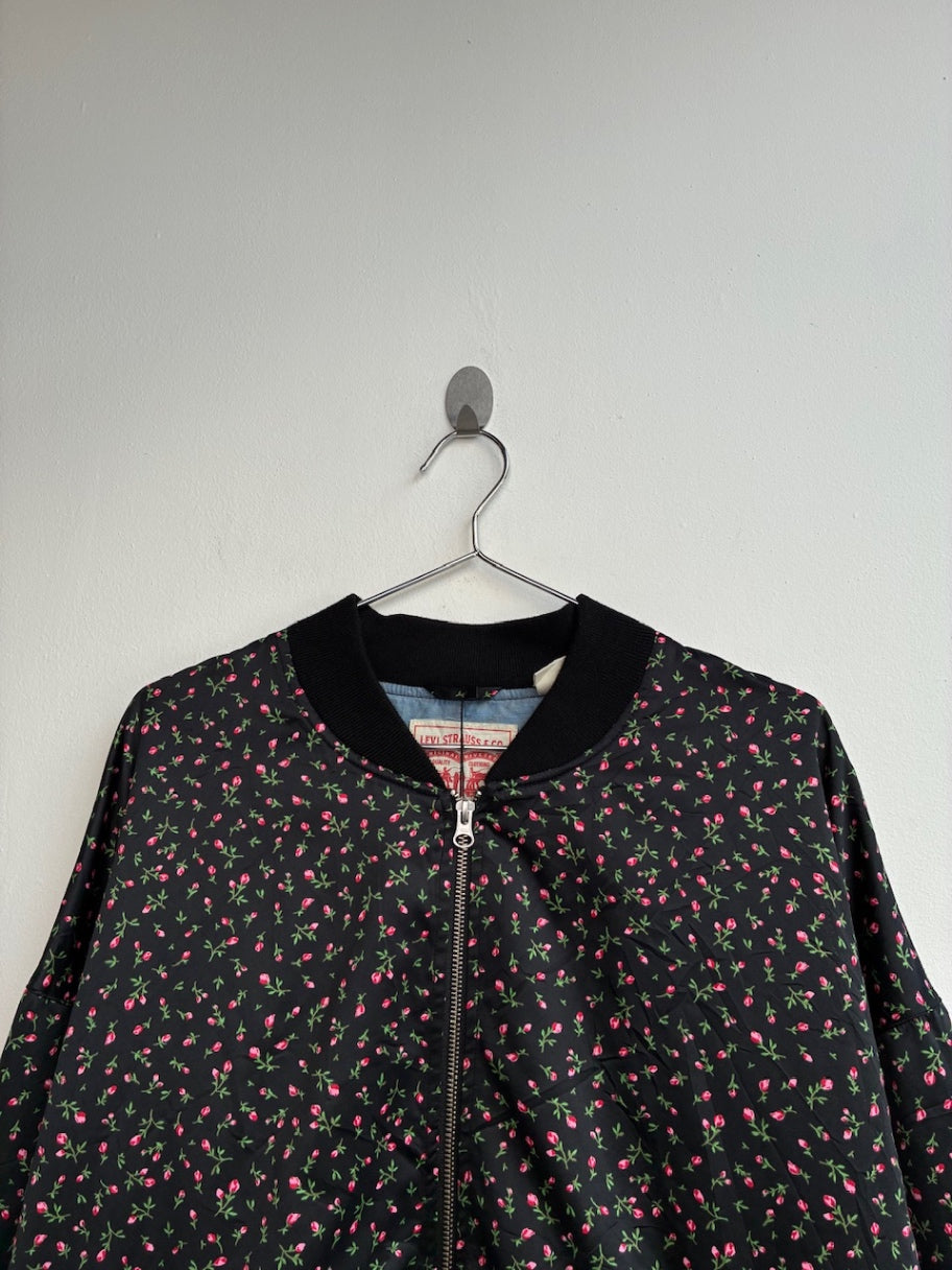 Levi Strauss Black Floral Bomber Jacket