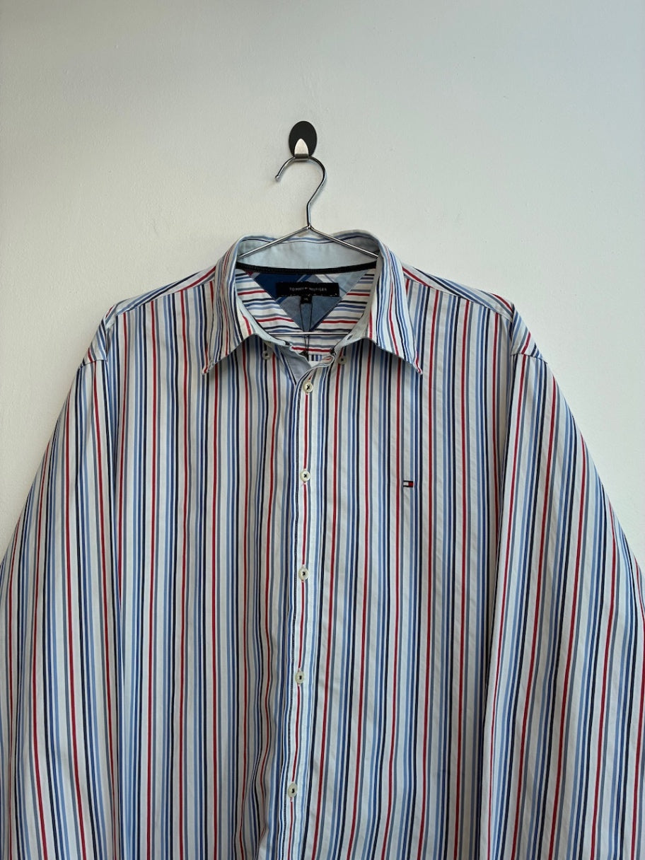 Tommy Hilfiger Red and Blue Striped Shirt