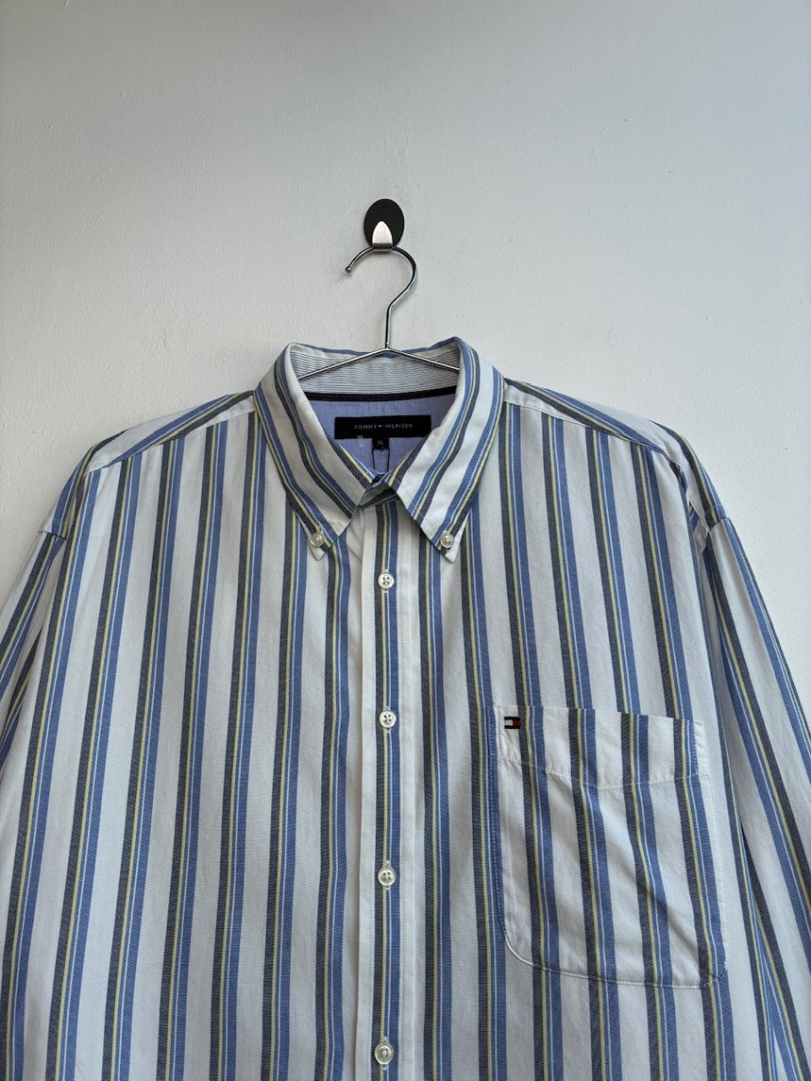 Tommy Hilfiger Blue and Yellow Striped Shirt